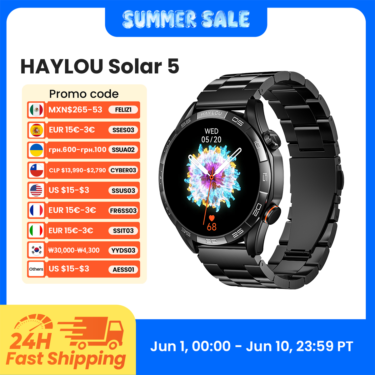 Watch Esim - HAYLOU Solar 5 Voice Calling Smartwatch