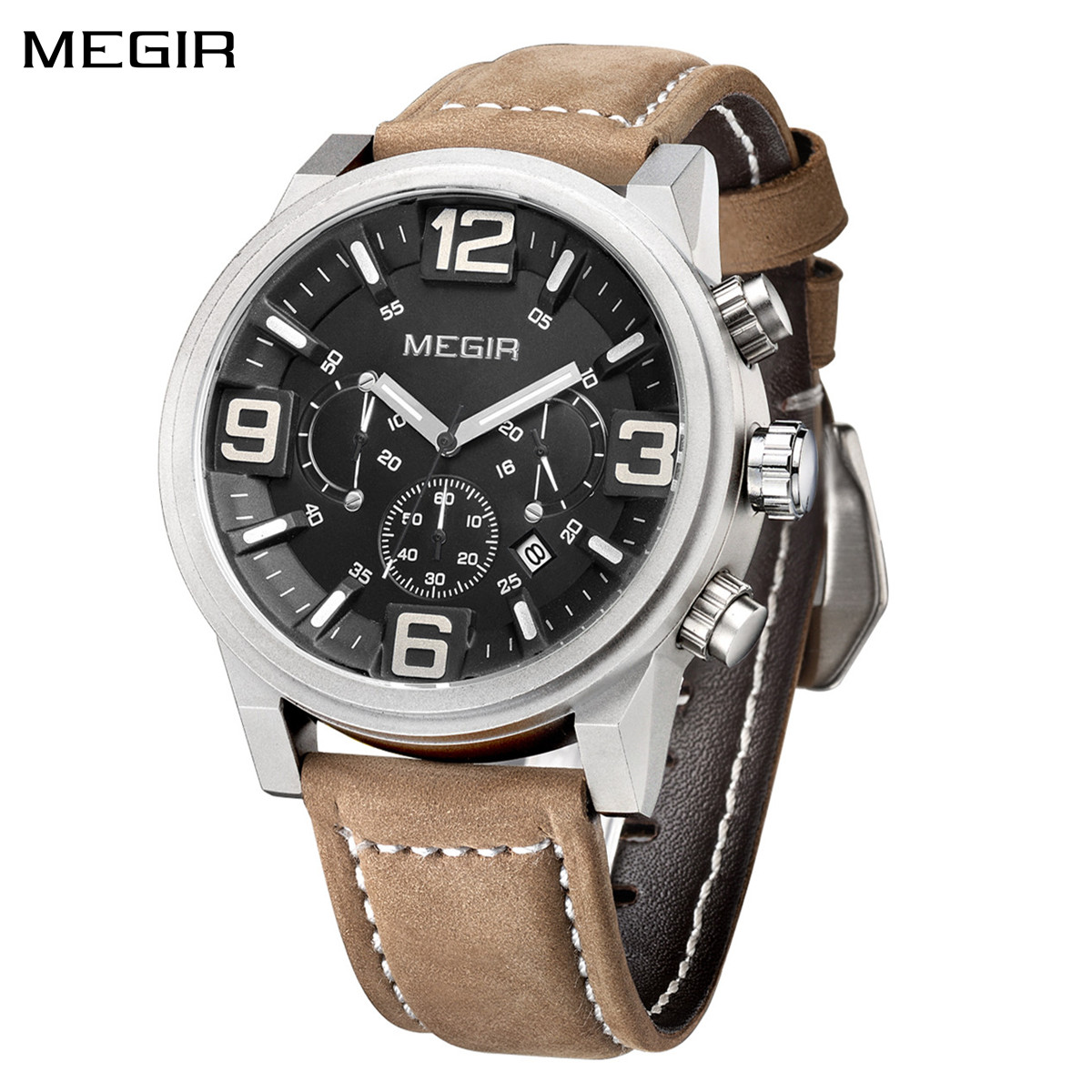 Smartwatch Imported Watches For Men - MEGIR Multi-function Business Moon Phase Date