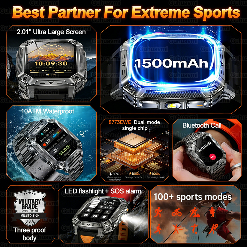 New 1500mAh Military Outdoor S - Smartwatch Watches With Bluetooth 리뷰 및 가격