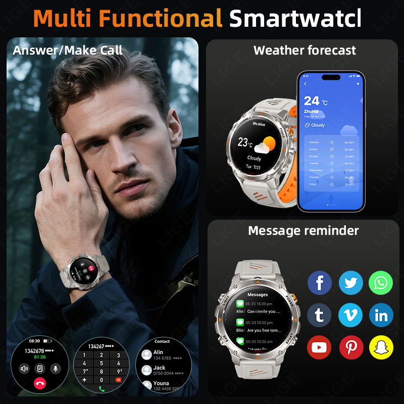 LIGE Rugged GPS Track Smart Wa - Smartwatch Watches For Men 리뷰 및 가격